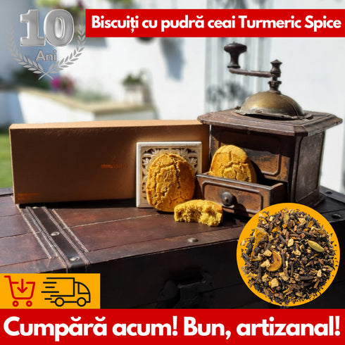 Biscuiți Ceai Negru, Turmeric și mirodenii (pudră)- 240g (Cutie de 6 Biscuiți)